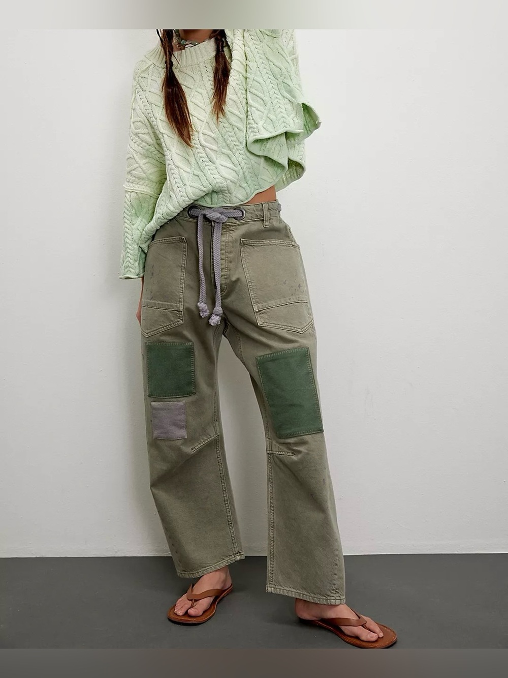 NWOT Free People We The Free Moxie Pull-On Barrel Jeans - Army Green - 25 - Picture 5 of 14